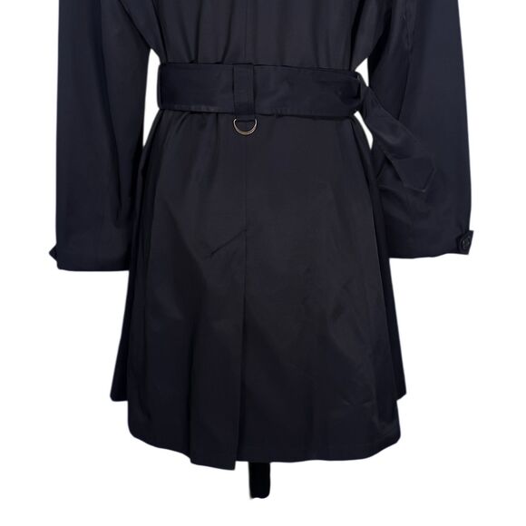Ralph Lauren Women’s Trench Coat L Navy Blue Double Breasted Belted Cotton Blend - Picture 9 of 12